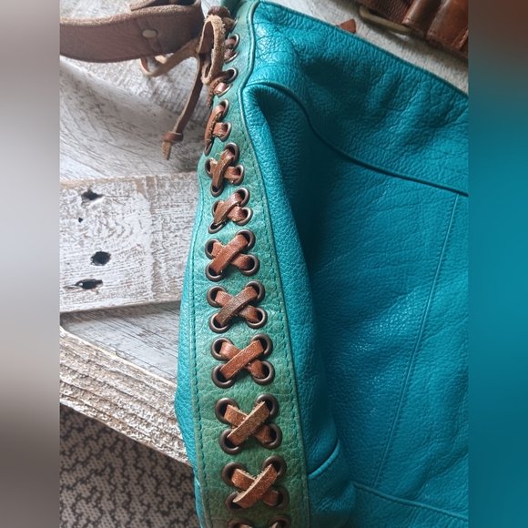 ANABAGLISH Large Turqoise Leather Boho Crossbody Handbag ⚘️ - Picture 3 of 13